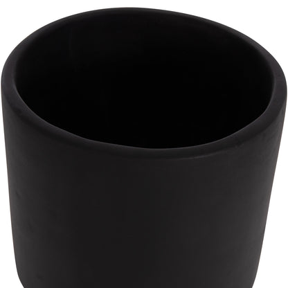 SET 3 POTS/VASES WITH TEAK BASES TANTI HM4685.01 FIBER CEMENT IN BLACK