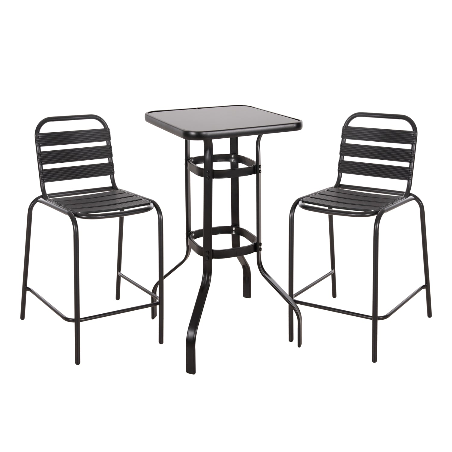OUTDOOR LOUNGE SET 3PCS LAURA HM21054.03 BLACK METAL & ALUMINUM