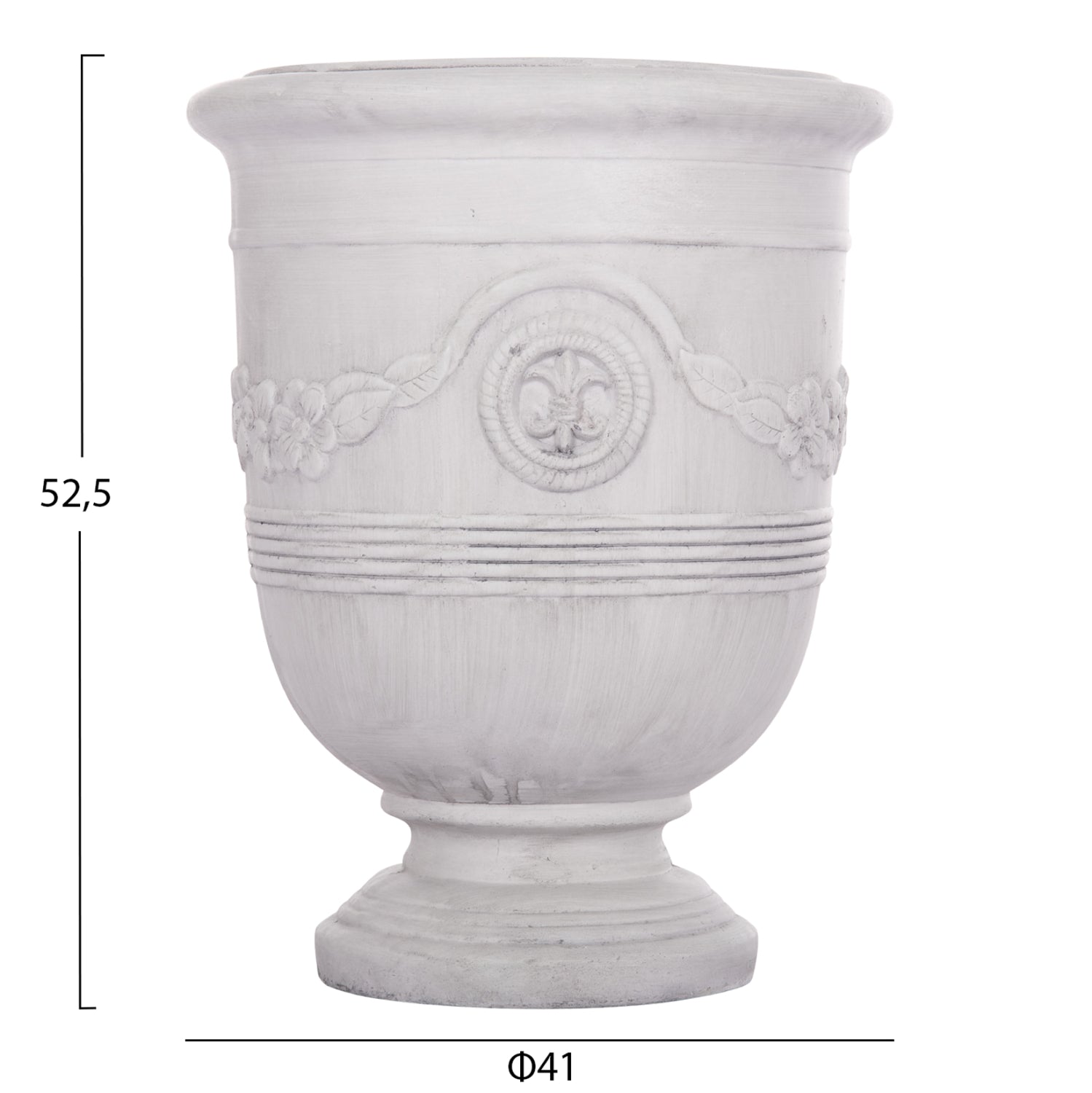 GARDEN PLANTERS WITH RELIEF DESIGNS SET 3PCS GARDENER HM4729 FIBERCLAY IN OFF WHITE Φ58x72.5Hcm.