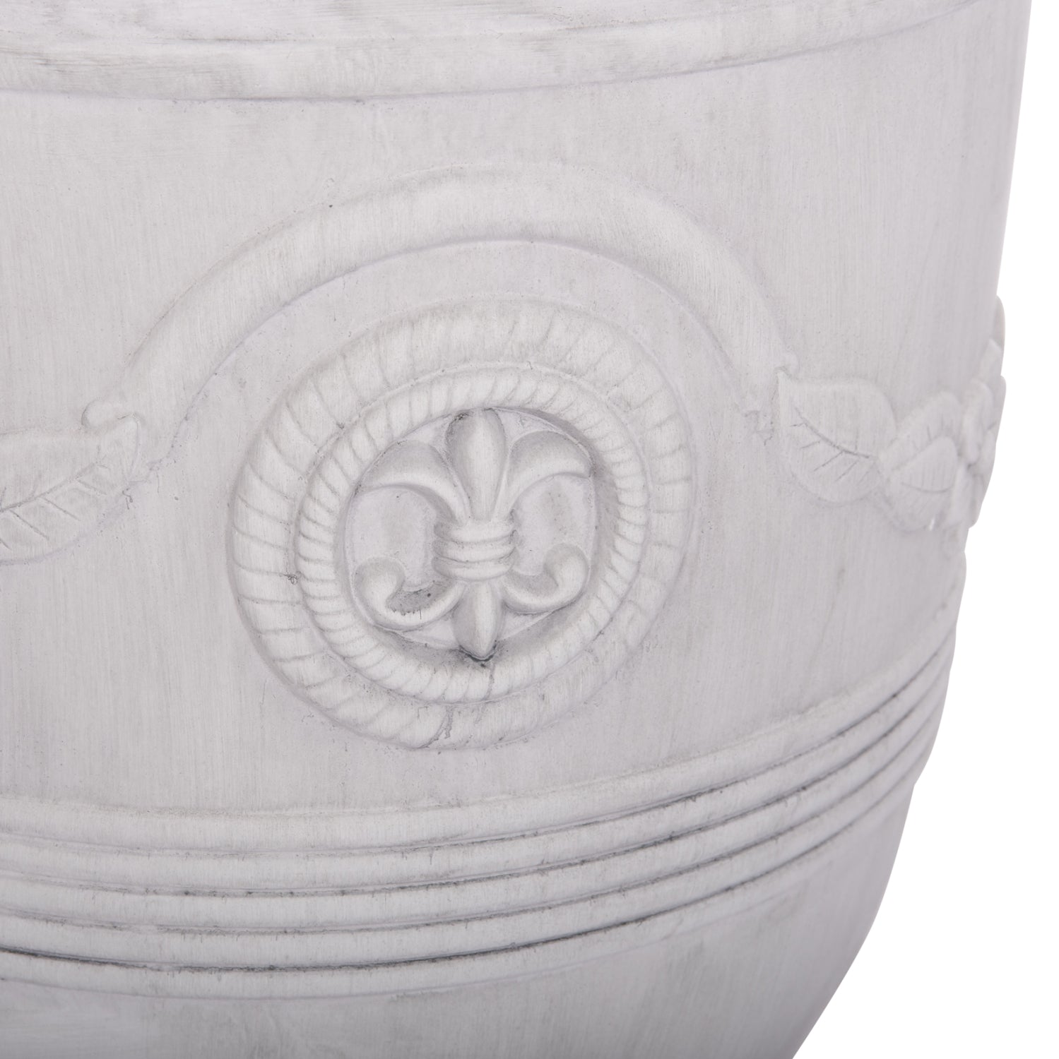 GARDEN PLANTERS WITH RELIEF DESIGNS SET 3PCS GARDENER HM4729 FIBERCLAY IN OFF WHITE Φ58x72.5Hcm.