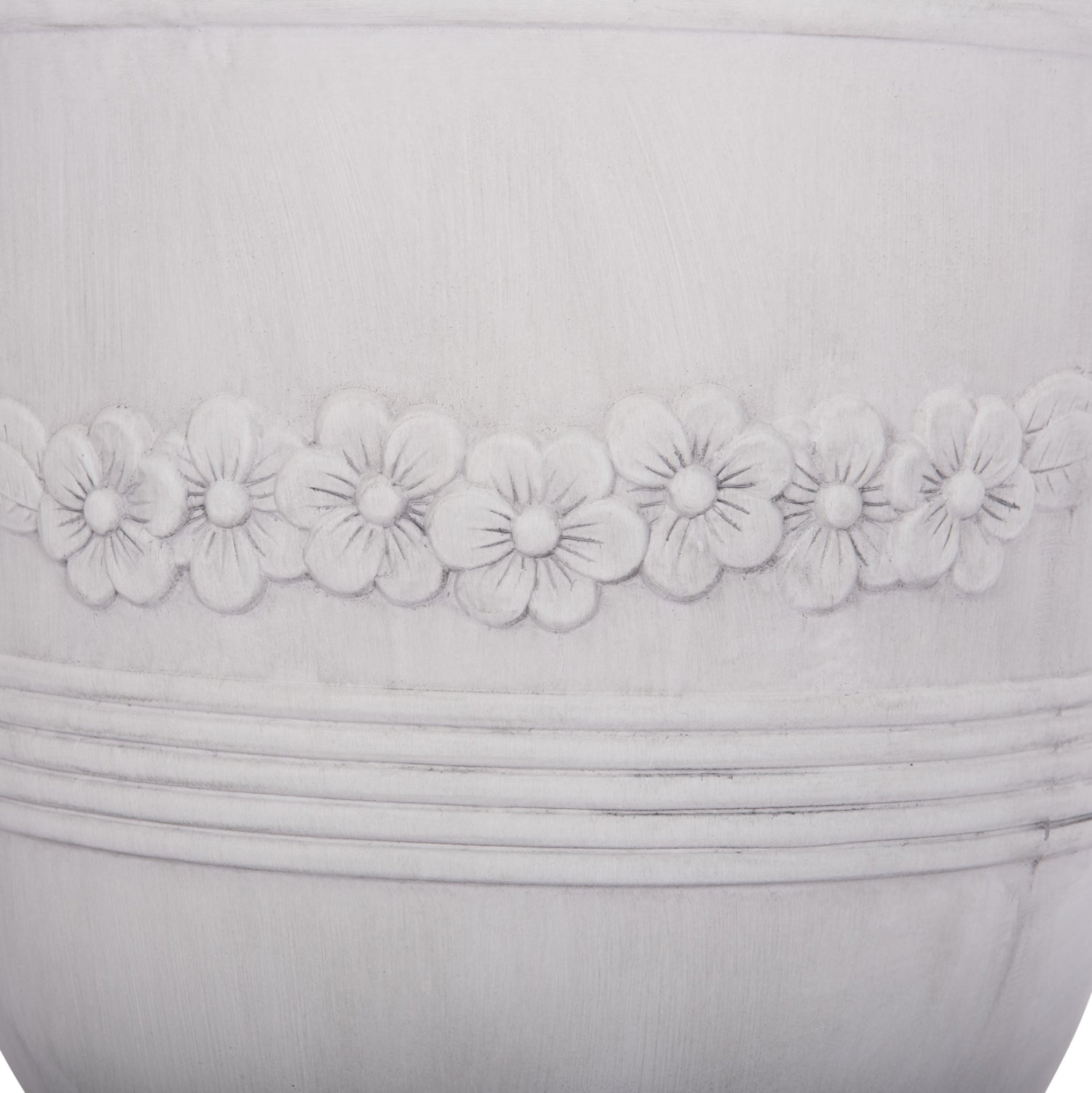 GARDEN PLANTERS WITH RELIEF DESIGNS SET 3PCS GARDENER HM4729 FIBERCLAY IN OFF WHITE Φ58x72.5Hcm.