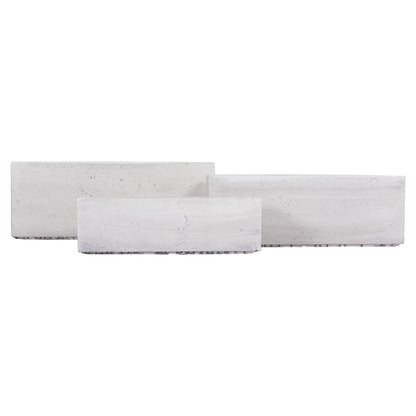 GARDEN PLANTERS RECTANGULAR SET 3PCS SERIES GARDENER HM4723 FIBERCLAY IN GREY 81x30x30Hcm.