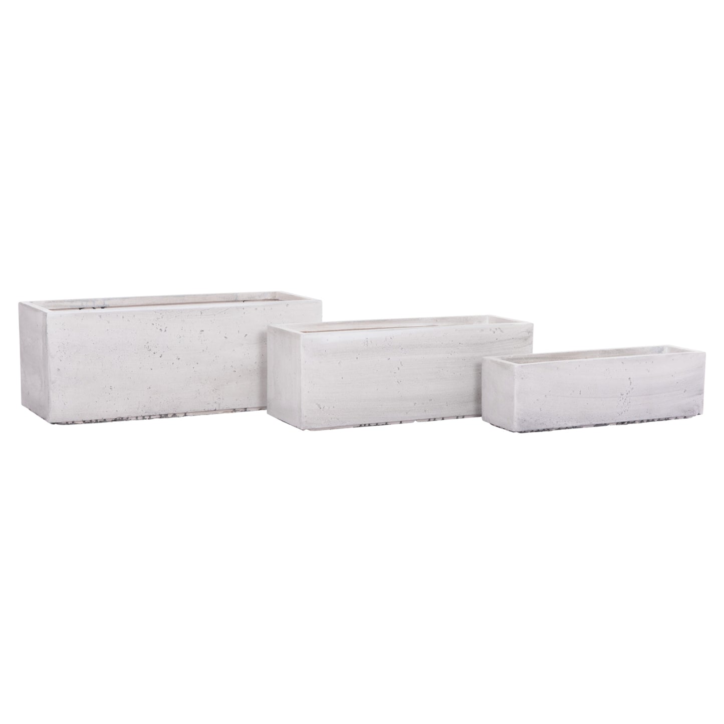 GARDEN PLANTERS RECTANGULAR SET 3PCS SERIES GARDENER HM4723 FIBERCLAY IN GREY 81x30x30Hcm.