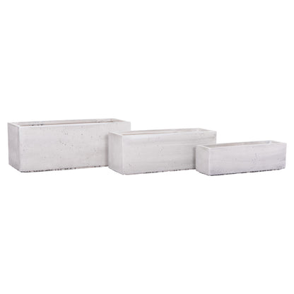GARDEN PLANTERS RECTANGULAR SET 3PCS SERIES GARDENER HM4723 FIBERCLAY IN GREY 81x30x30Hcm.