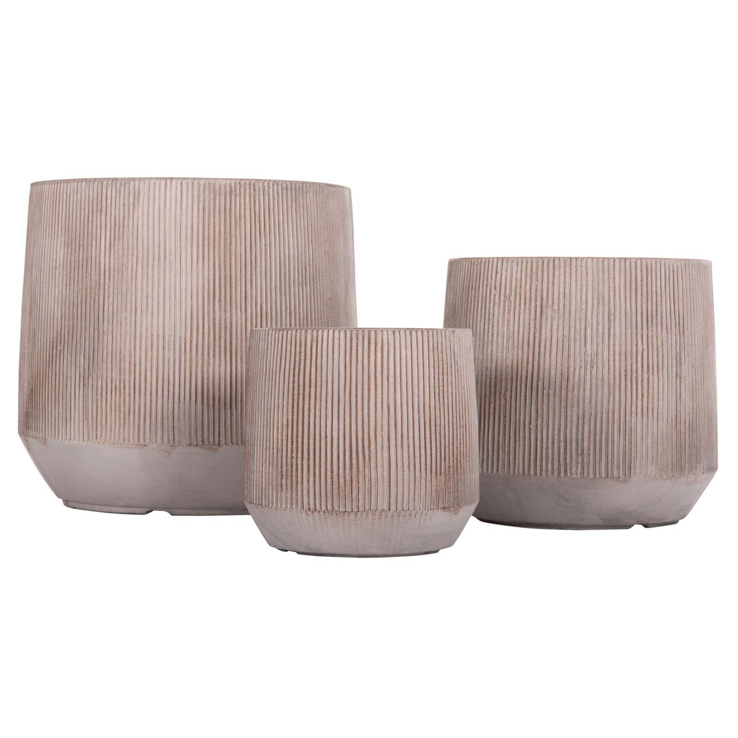 GARDEN PLANTERS ROUND SET 3PCS SERIES GARDENER HM4724 FIBERCLAY--CEMENT COLOR Φ55x55Hcm.