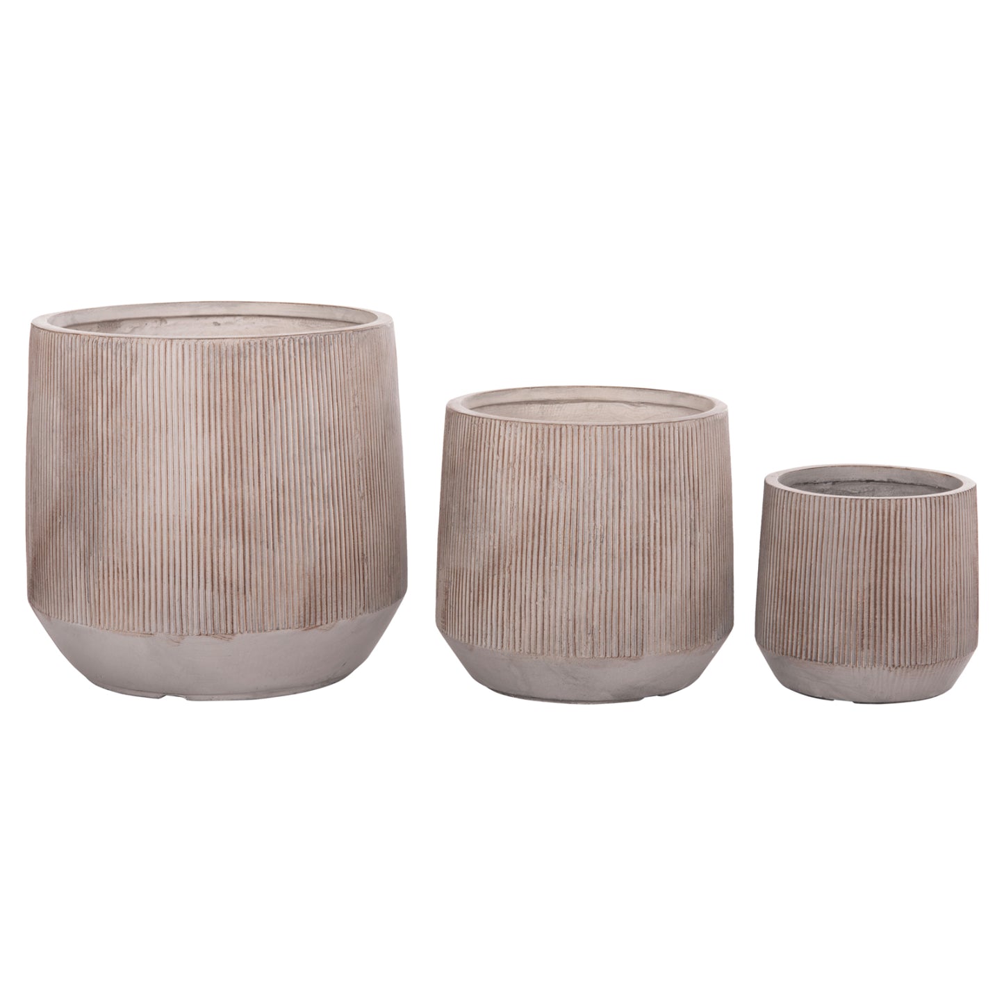 GARDEN PLANTERS ROUND SET 3PCS SERIES GARDENER HM4724 FIBERCLAY--CEMENT COLOR Φ55x55Hcm.