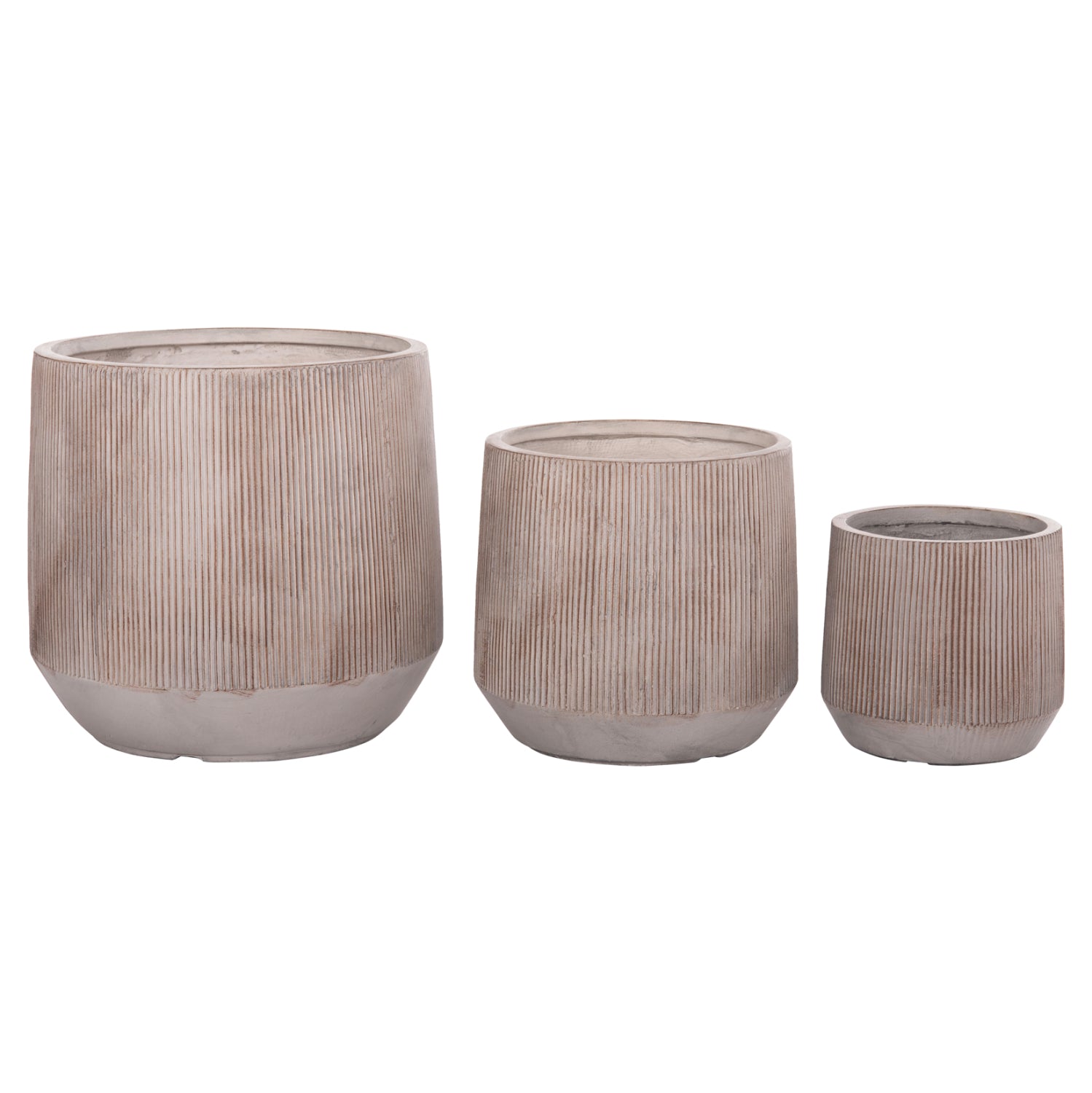 GARDEN PLANTERS ROUND SET 3PCS SERIES GARDENER HM4724 FIBERCLAY--CEMENT COLOR Φ55x55Hcm.