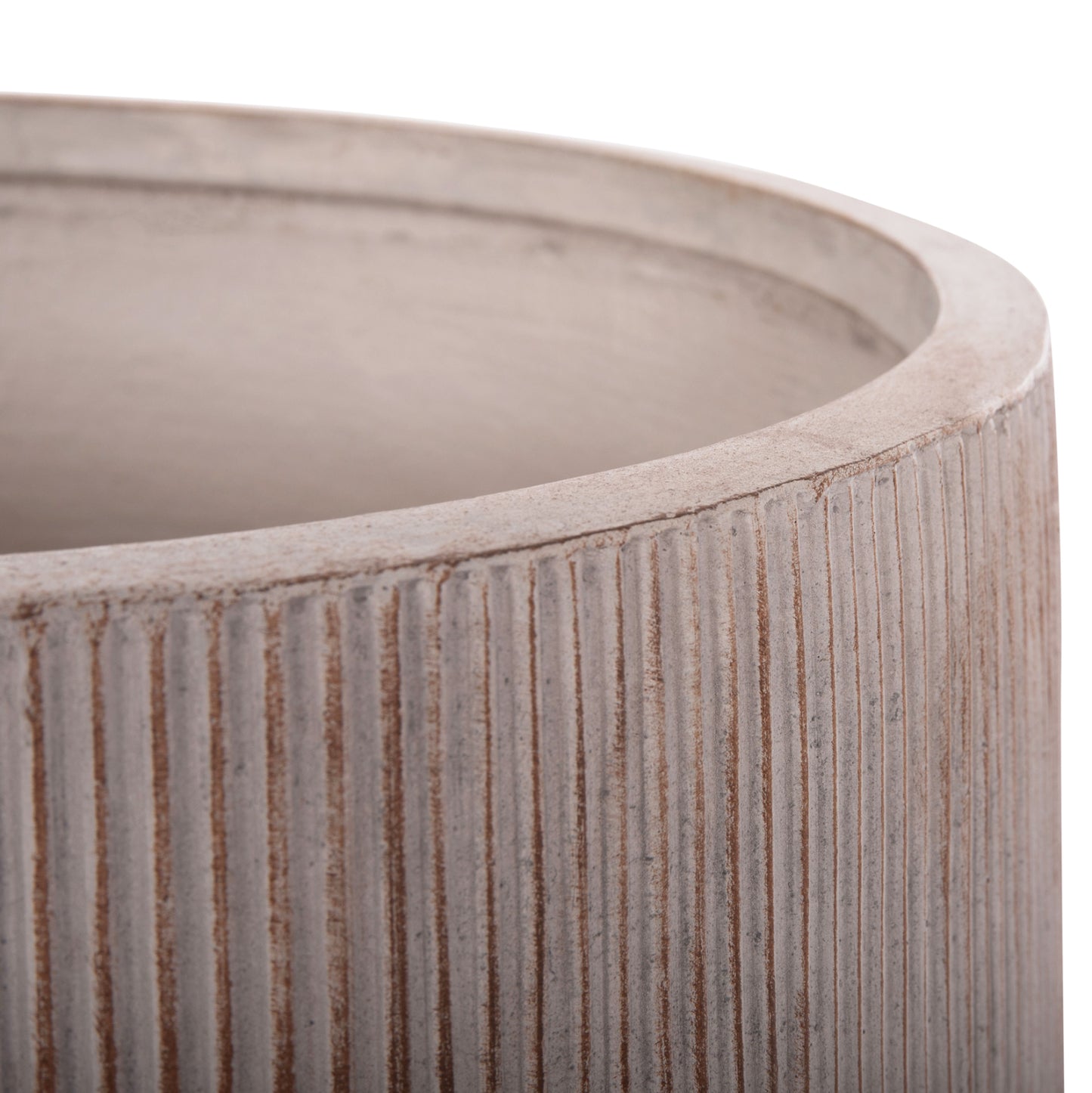 GARDEN PLANTERS ROUND SET 3PCS SERIES GARDENER HM4724 FIBERCLAY--CEMENT COLOR Φ55x55Hcm.