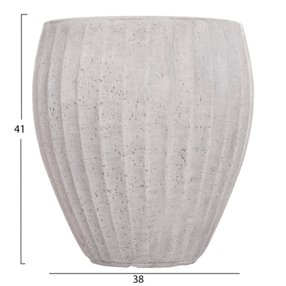 GARDEN PLANTERS ROUND SET 3PCS SERIES GARDENER HM4728 FIBERCLAY--IN CEMENT COLOR Φ48x56Hcm.