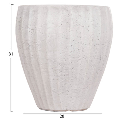 GARDEN PLANTERS ROUND SET 3PCS SERIES GARDENER HM4728 FIBERCLAY--IN CEMENT COLOR Φ48x56Hcm.
