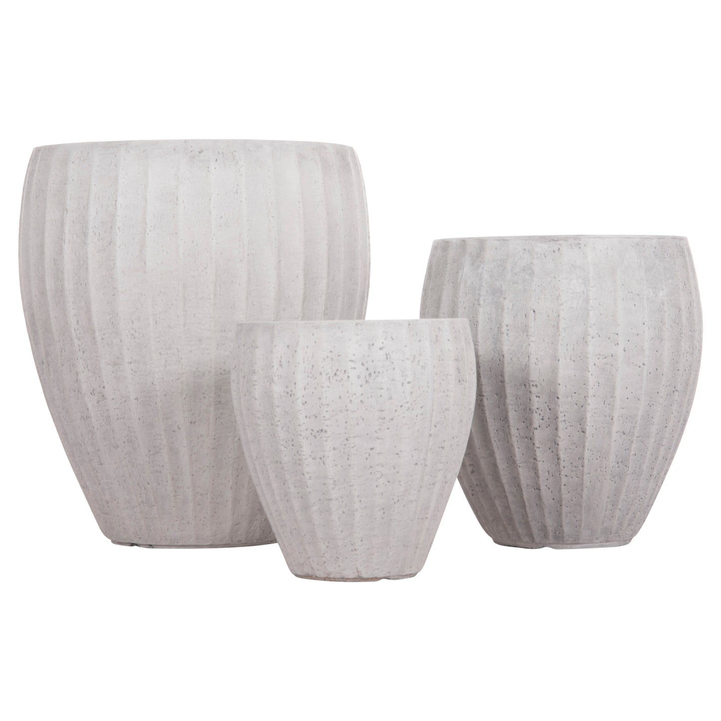 GARDEN PLANTERS ROUND SET 3PCS SERIES GARDENER HM4728 FIBERCLAY--IN CEMENT COLOR Φ48x56Hcm.
