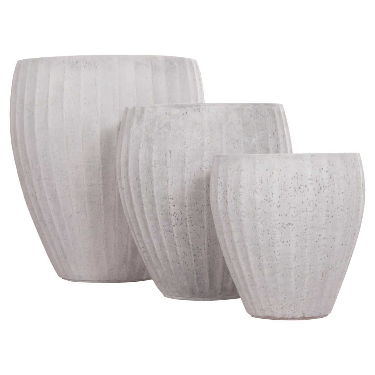 GARDEN PLANTERS ROUND SET 3PCS SERIES GARDENER HM4728 FIBERCLAY--IN CEMENT COLOR Φ48x56Hcm.