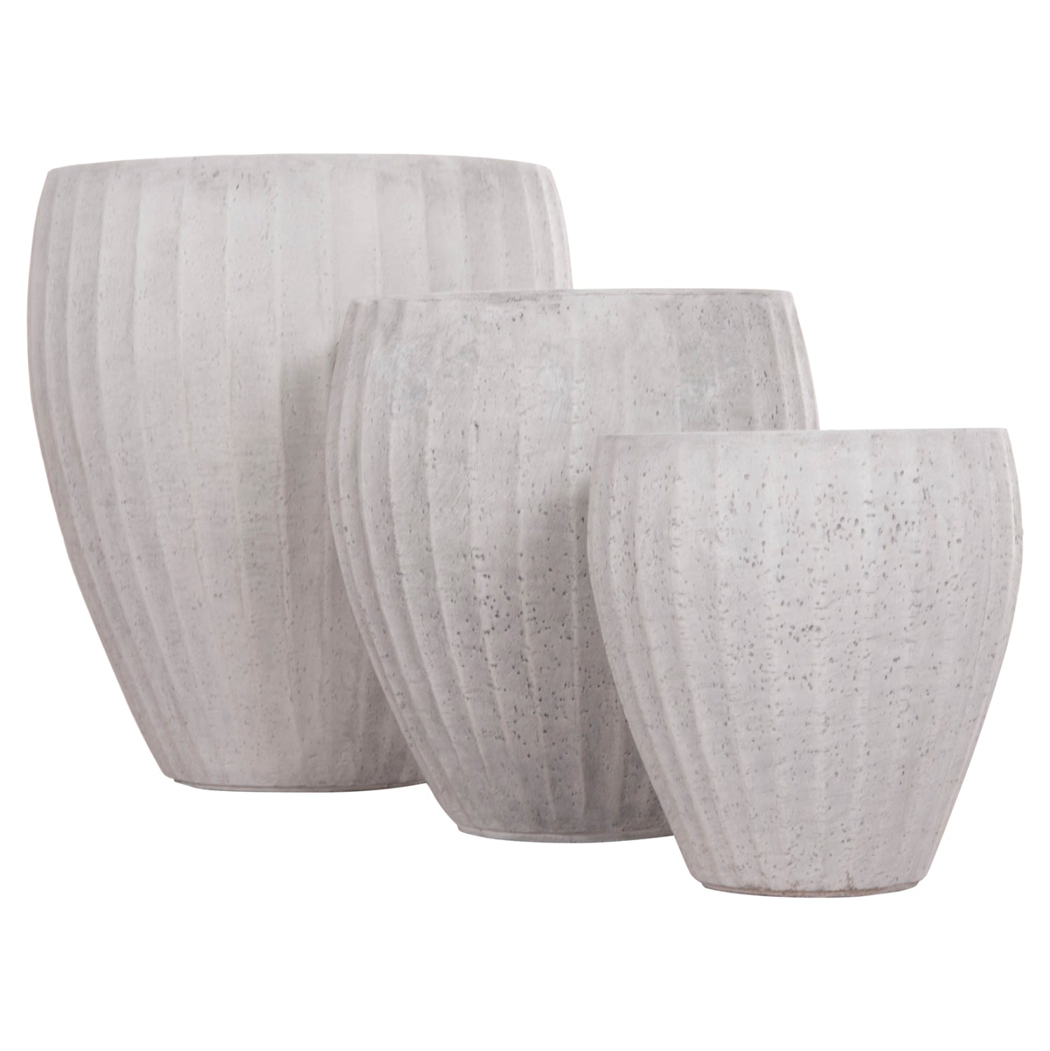 GARDEN PLANTERS ROUND SET 3PCS SERIES GARDENER HM4728 FIBERCLAY--IN CEMENT COLOR Φ48x56Hcm.