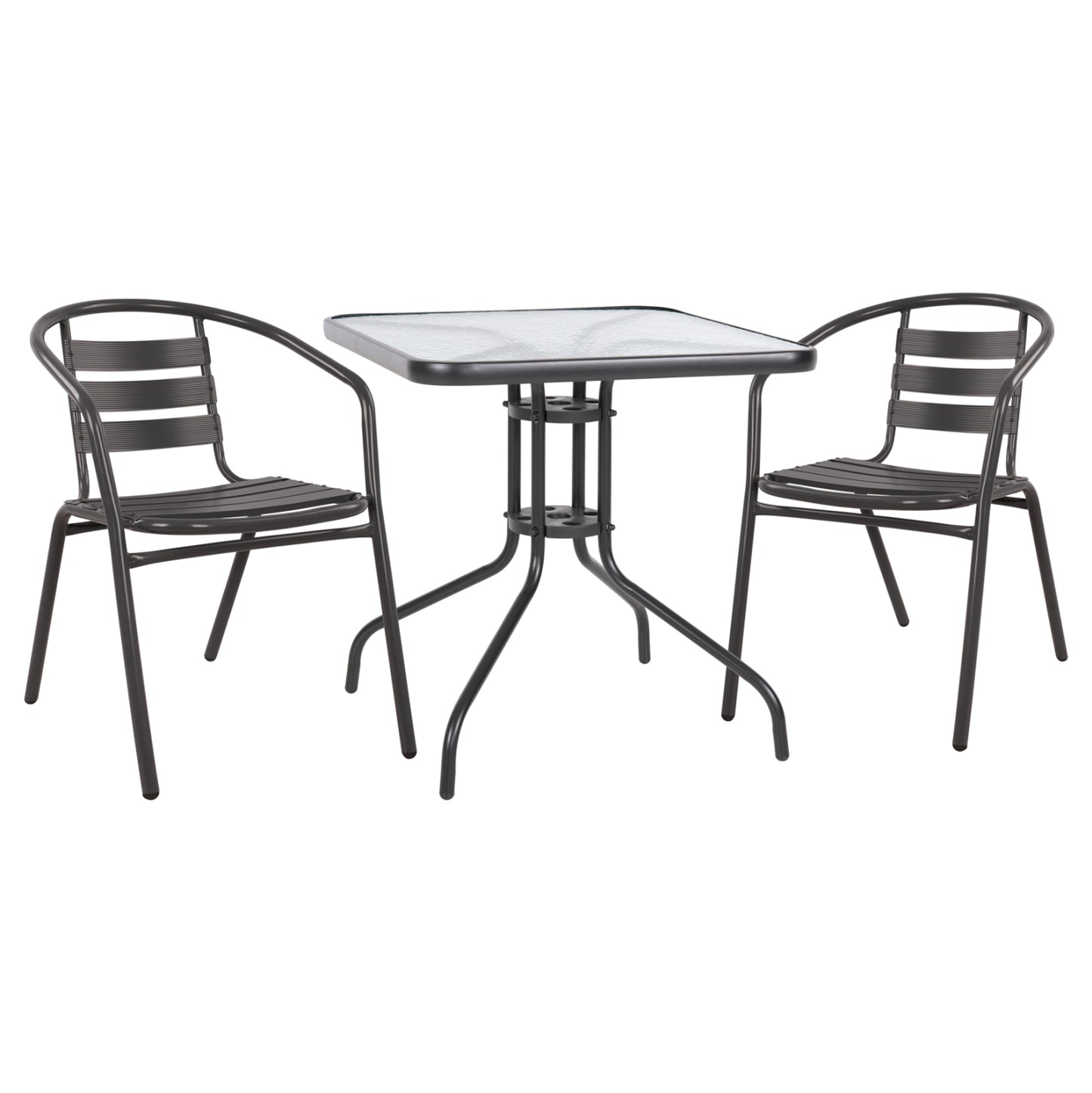 Set 3 pieces With Table Figo 70x70x72 & Armchairs Laura Grey Color HM10469
