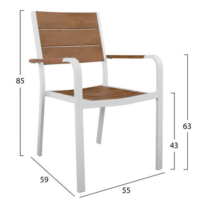 Set 3 Pieces with Table 80x80x73 & Armchairs Aluminum in White Color HM10537.01