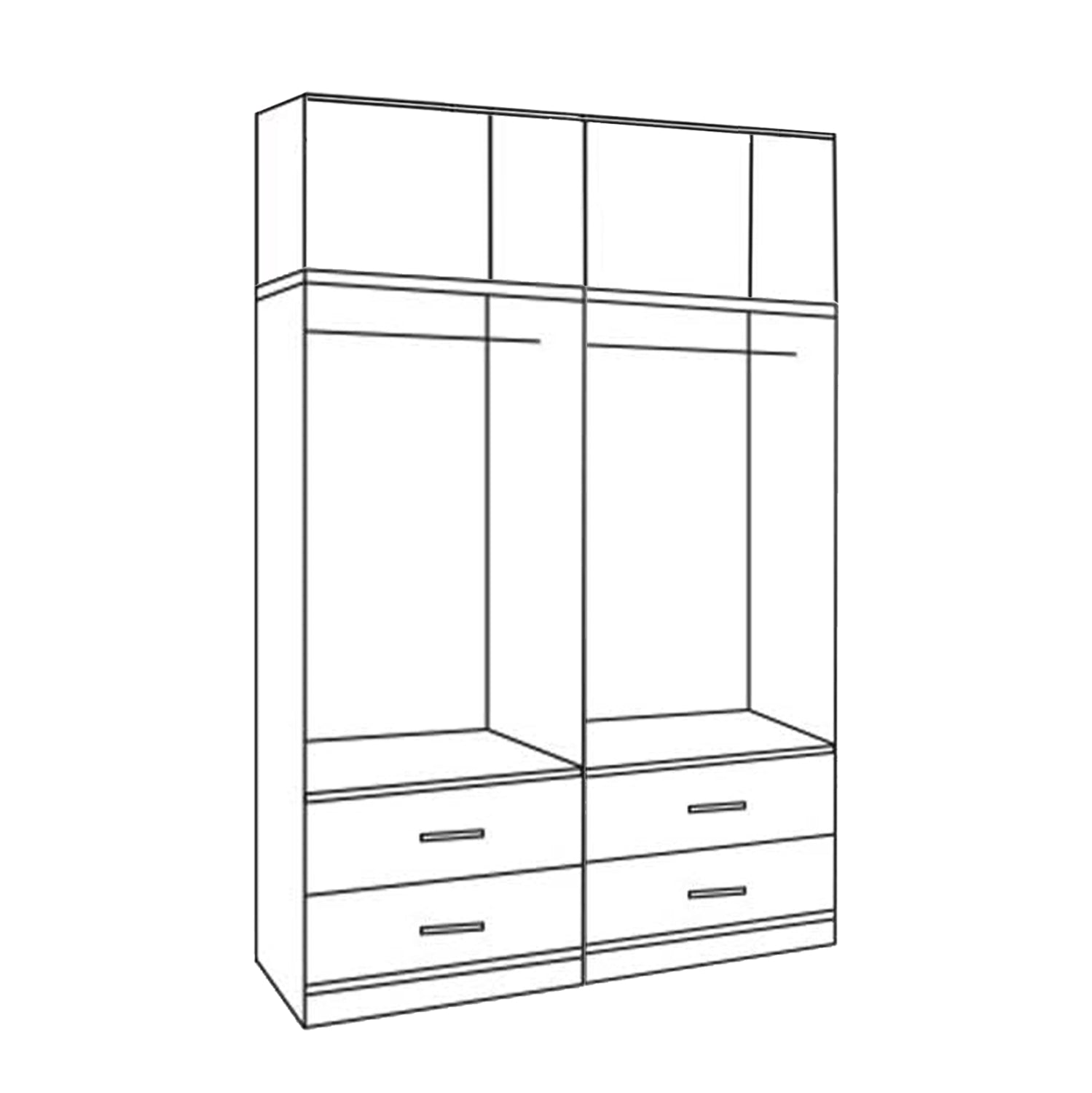 Set 4 pieces Wardrobe 4 pieces with loft and 4 drawers Sonama 160x42x241 HM11352.02