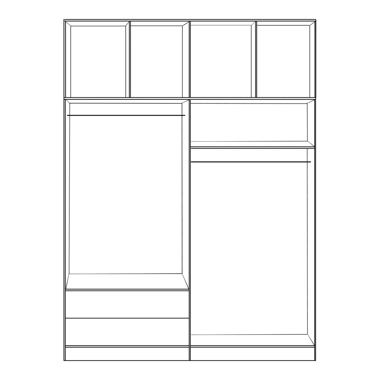 Set 4 pieces wardrobe Four-leaf with loft Sonama 160x42x241 HM11355.02
