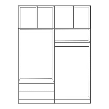 Set 4 pieces Wardrobe Four Leaf with loft Zebrano 160x42x241 HM11355.01