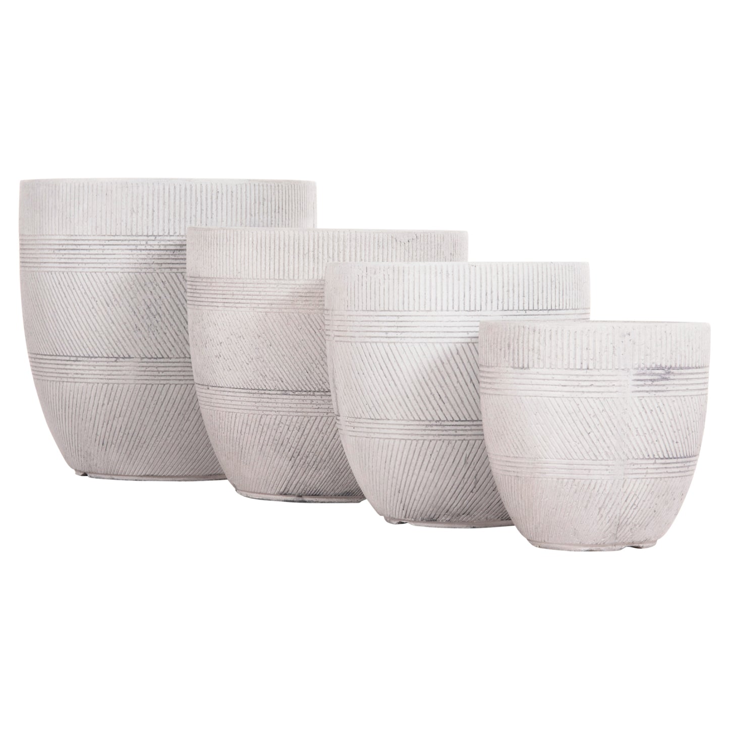 GARDEN PLANTERS ROUND SET 4PCS SERIES GARDENER HM4719 FIBERCLAY--IN CEMENT COLOR Φ44x43Hcm.