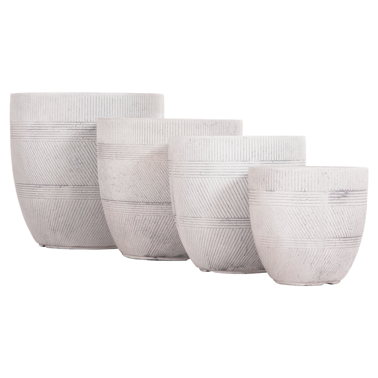 GARDEN PLANTERS ROUND SET 4PCS SERIES GARDENER HM4719 FIBERCLAY--IN CEMENT COLOR Φ44x43Hcm.
