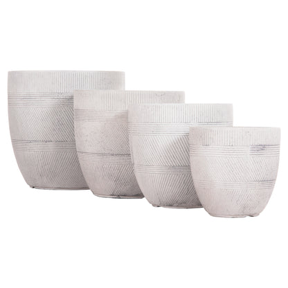 GARDEN PLANTERS ROUND SET 4PCS SERIES GARDENER HM4719 FIBERCLAY--IN CEMENT COLOR Φ44x43Hcm.