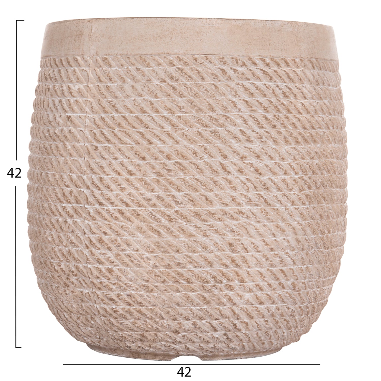 GARDEN PLANTERS ROUND SET 4PCS GARDENER HM4722 FIBERCLAY--IVORY CEMENT Φ54x54Hcm.