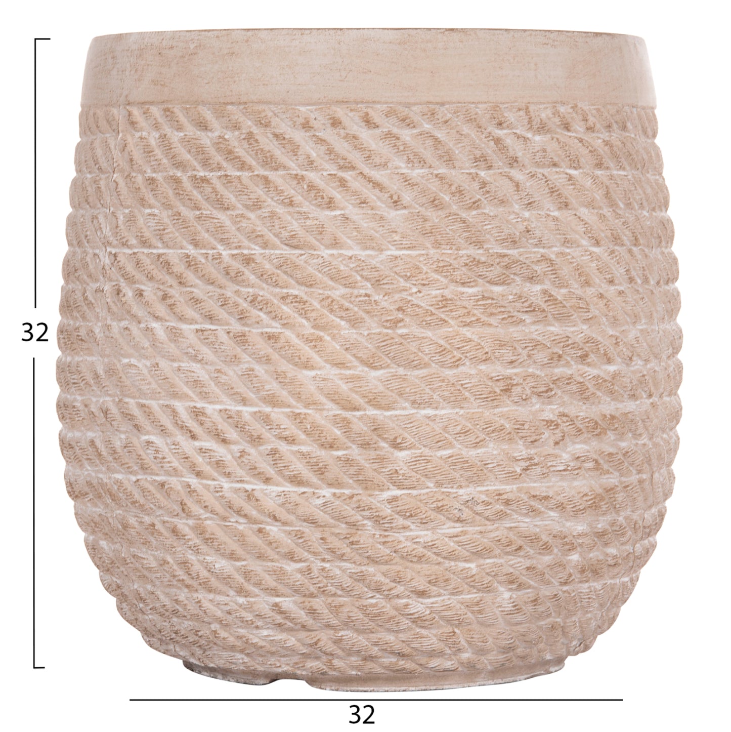 GARDEN PLANTERS ROUND SET 4PCS GARDENER HM4722 FIBERCLAY--IVORY CEMENT Φ54x54Hcm.