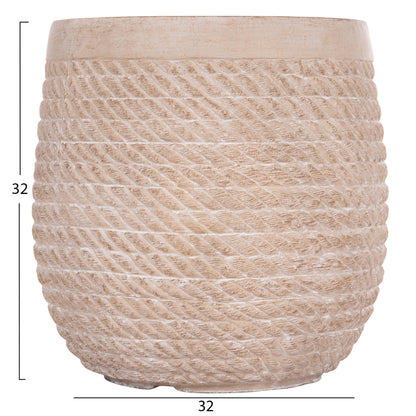 GARDEN PLANTERS ROUND SET 4PCS GARDENER HM4722 FIBERCLAY--IVORY CEMENT Φ54x54Hcm.