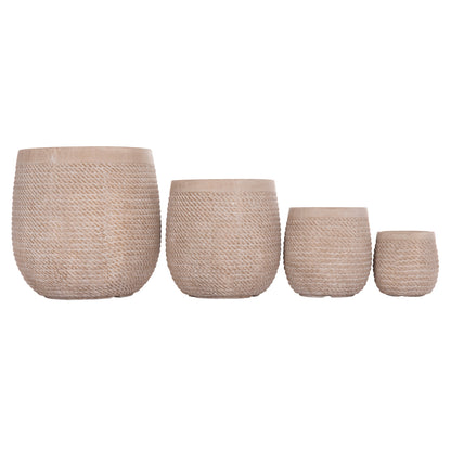 GARDEN PLANTERS ROUND SET 4PCS GARDENER HM4722 FIBERCLAY--IVORY CEMENT Φ54x54Hcm.