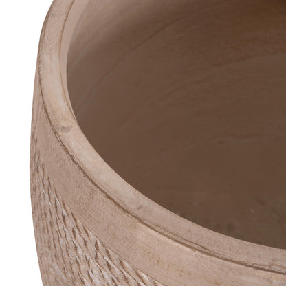 GARDEN PLANTERS ROUND SET 4PCS GARDENER HM4722 FIBERCLAY--IVORY CEMENT Φ54x54Hcm.