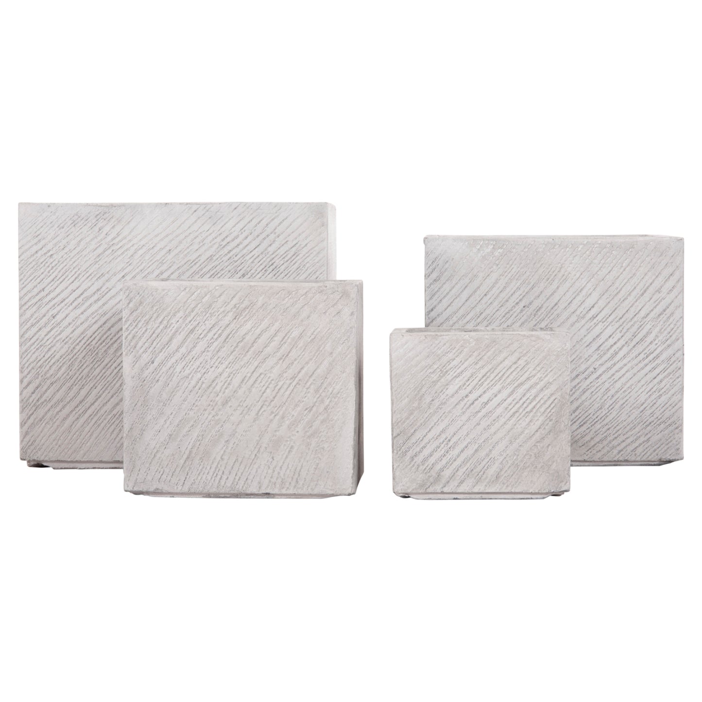 GARDEN PLANTERS SQUARE SET 4PCS GARDENER HM4730 FIBERCLAY IN GREY CEMENT 37x37x32Hcm.