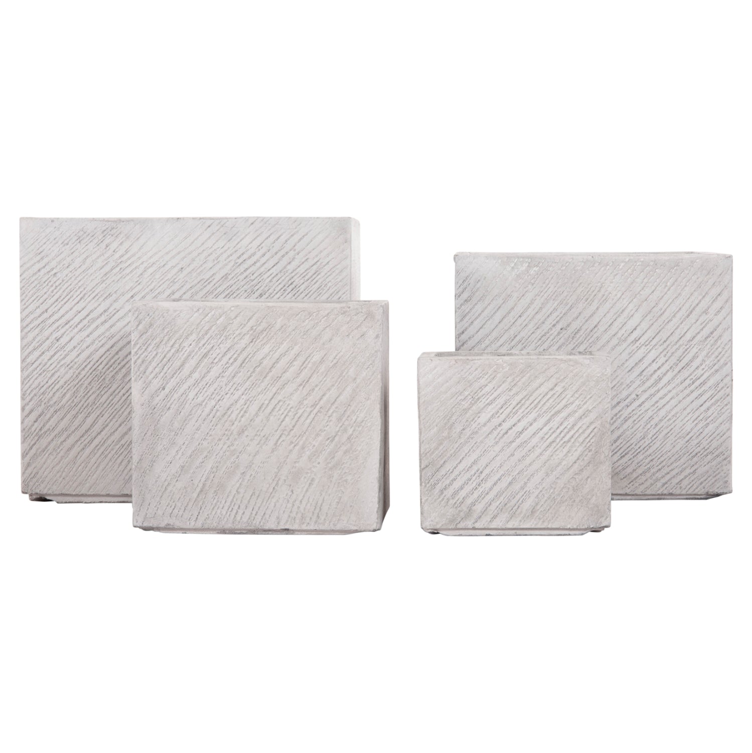 GARDEN PLANTERS SQUARE SET 4PCS GARDENER HM4730 FIBERCLAY IN GREY CEMENT 37x37x32Hcm.