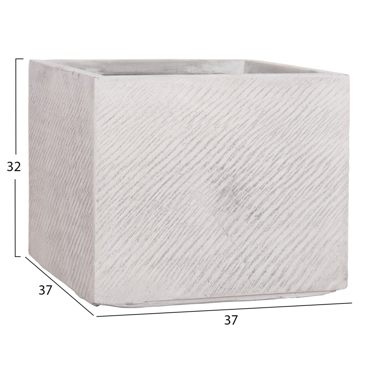 GARDEN PLANTERS SQUARE SET 4PCS GARDENER HM4730 FIBERCLAY IN GREY CEMENT 37x37x32Hcm.