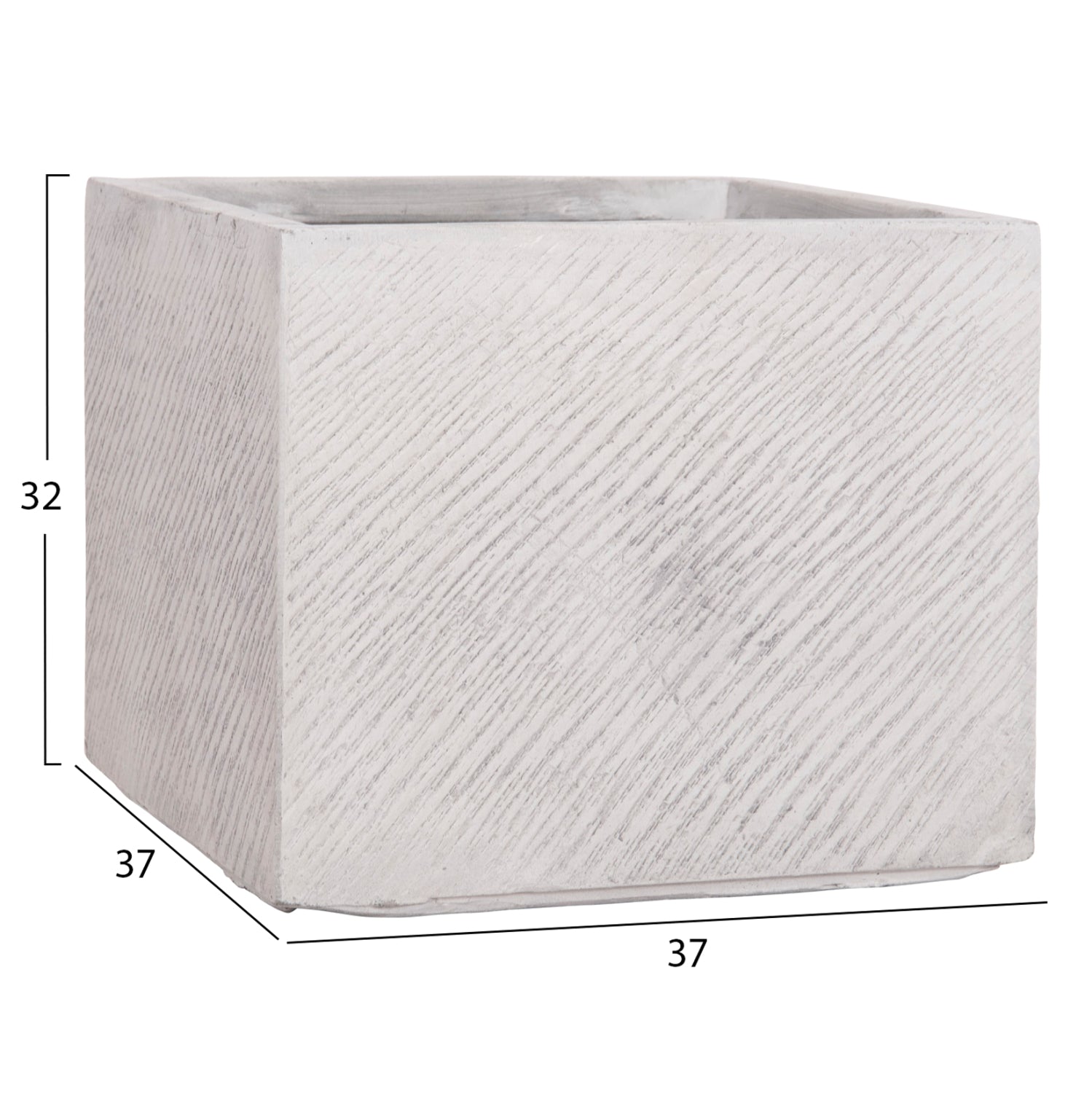 GARDEN PLANTERS SQUARE SET 4PCS GARDENER HM4730 FIBERCLAY IN GREY CEMENT 37x37x32Hcm.