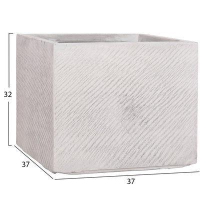 GARDEN PLANTERS SQUARE SET 4PCS GARDENER HM4730 FIBERCLAY IN GREY CEMENT 37x37x32Hcm.