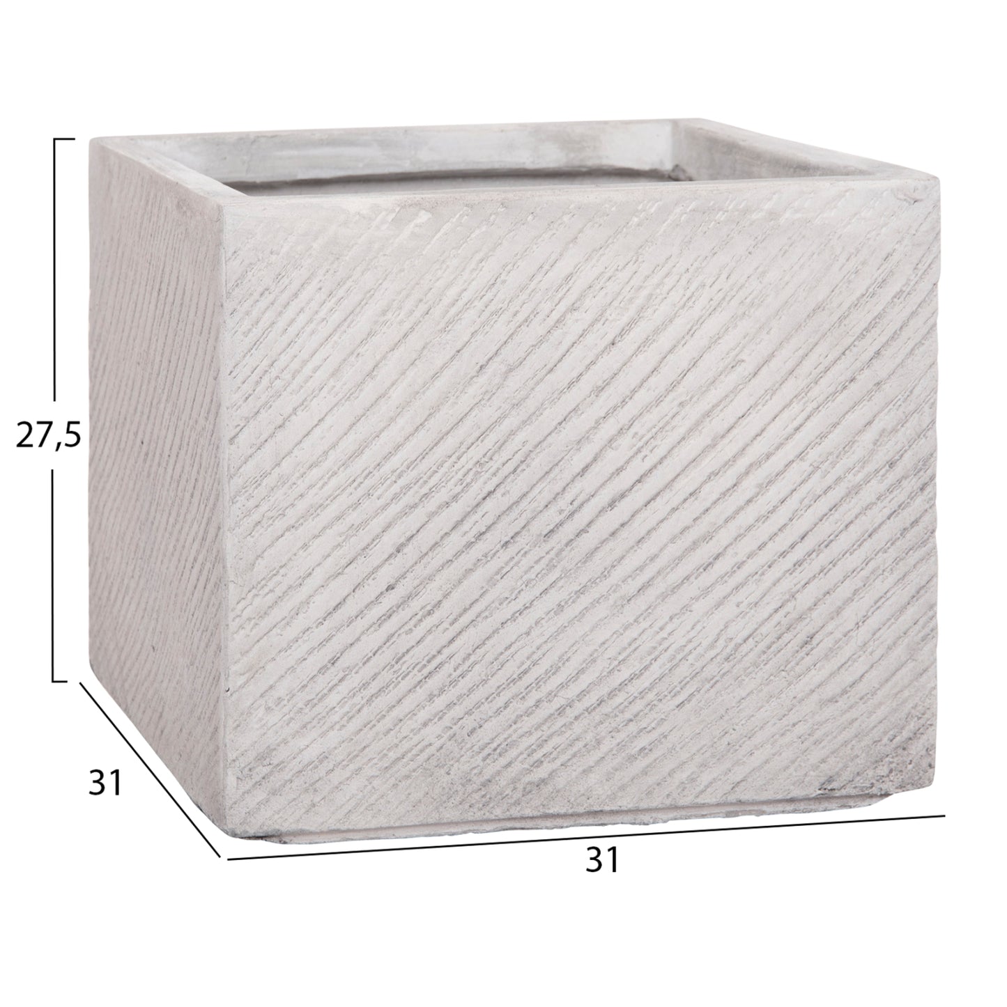 GARDEN PLANTERS SQUARE SET 4PCS GARDENER HM4730 FIBERCLAY IN GREY CEMENT 37x37x32Hcm.