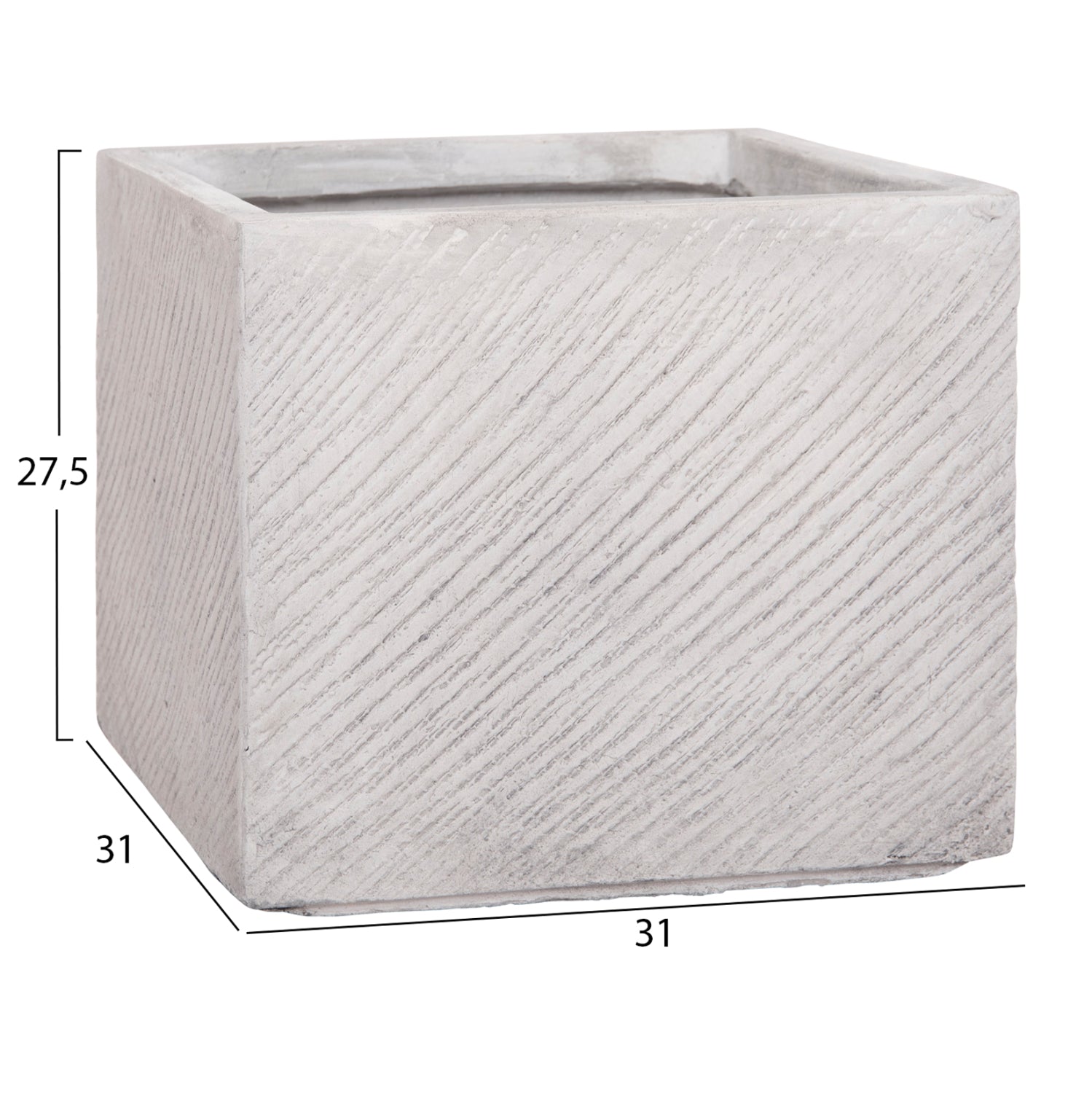 GARDEN PLANTERS SQUARE SET 4PCS GARDENER HM4730 FIBERCLAY IN GREY CEMENT 37x37x32Hcm.