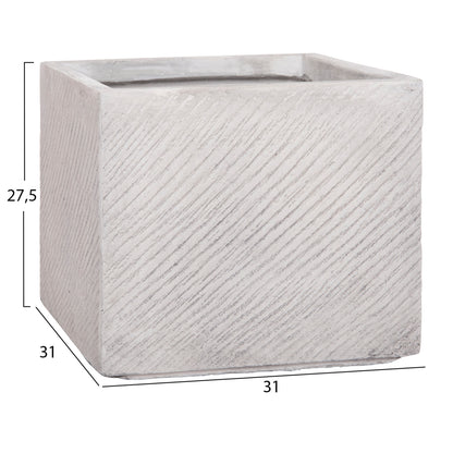 GARDEN PLANTERS SQUARE SET 4PCS GARDENER HM4730 FIBERCLAY IN GREY CEMENT 37x37x32Hcm.