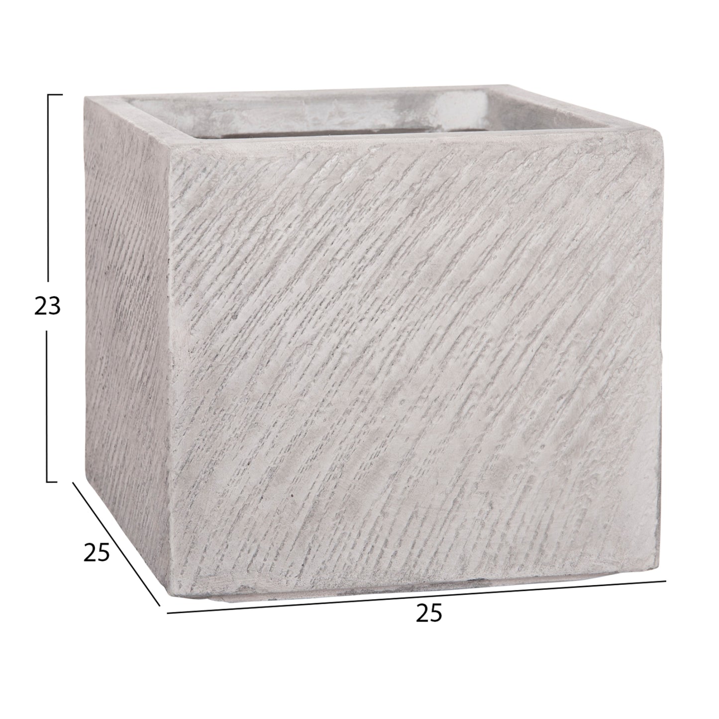 GARDEN PLANTERS SQUARE SET 4PCS GARDENER HM4730 FIBERCLAY IN GREY CEMENT 37x37x32Hcm.
