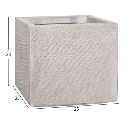GARDEN PLANTERS SQUARE SET 4PCS GARDENER HM4730 FIBERCLAY IN GREY CEMENT 37x37x32Hcm.