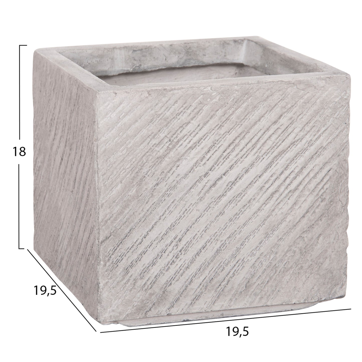 GARDEN PLANTERS SQUARE SET 4PCS GARDENER HM4730 FIBERCLAY IN GREY CEMENT 37x37x32Hcm.