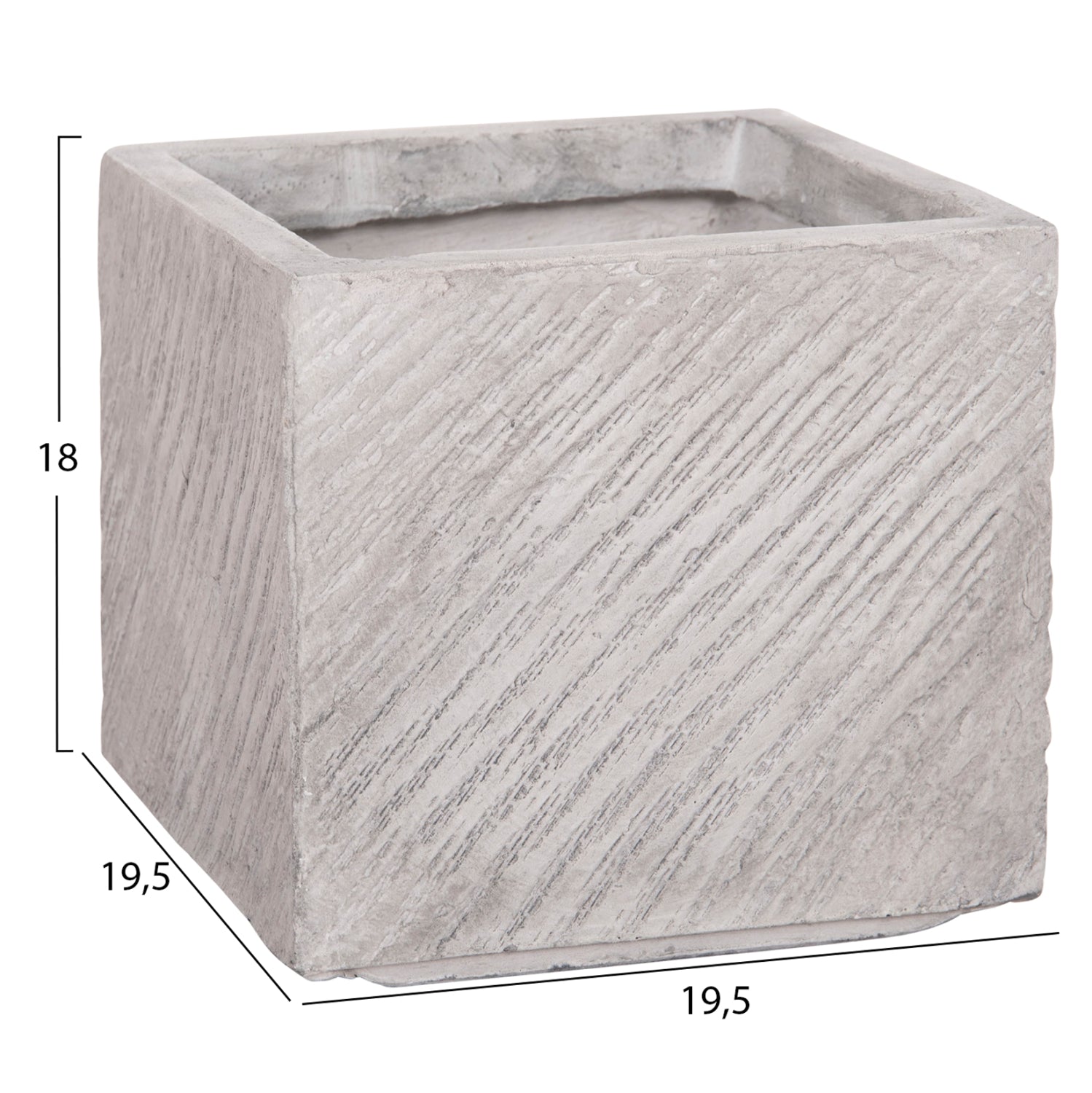 GARDEN PLANTERS SQUARE SET 4PCS GARDENER HM4730 FIBERCLAY IN GREY CEMENT 37x37x32Hcm.