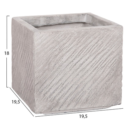 GARDEN PLANTERS SQUARE SET 4PCS GARDENER HM4730 FIBERCLAY IN GREY CEMENT 37x37x32Hcm.
