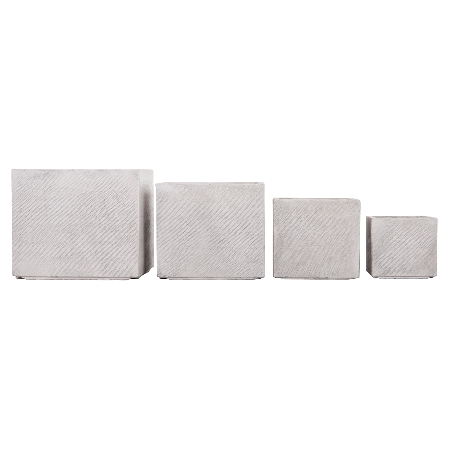 GARDEN PLANTERS SQUARE SET 4PCS GARDENER HM4730 FIBERCLAY IN GREY CEMENT 37x37x32Hcm.