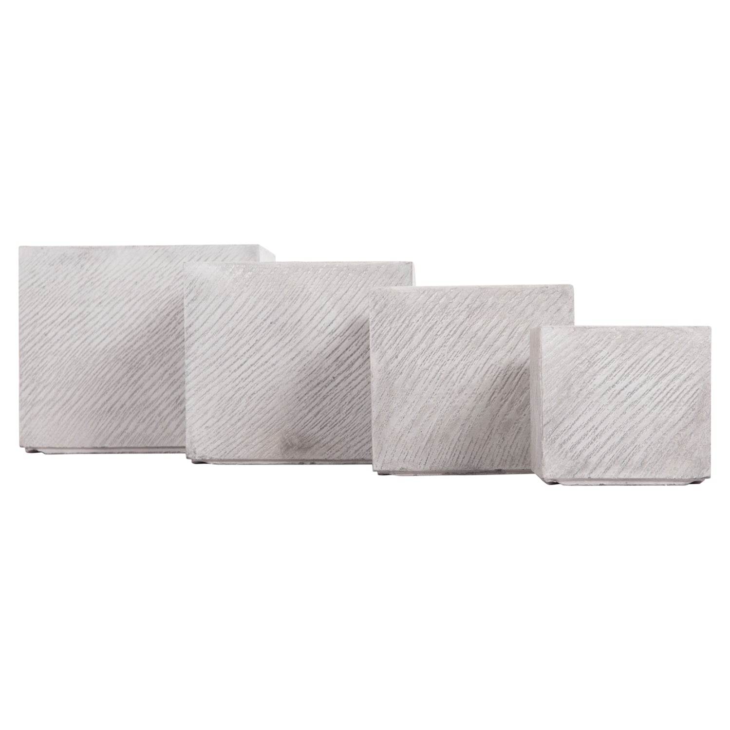 GARDEN PLANTERS SQUARE SET 4PCS GARDENER HM4730 FIBERCLAY IN GREY CEMENT 37x37x32Hcm.