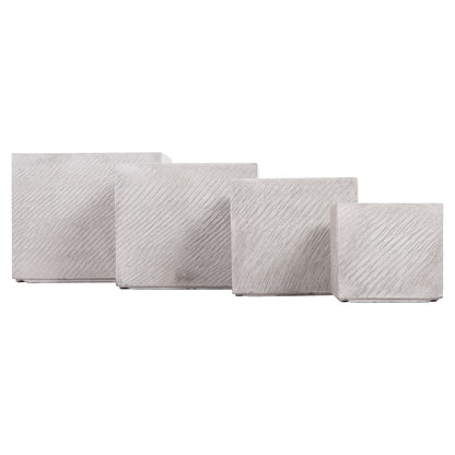 GARDEN PLANTERS SQUARE SET 4PCS GARDENER HM4730 FIBERCLAY IN GREY CEMENT 37x37x32Hcm.
