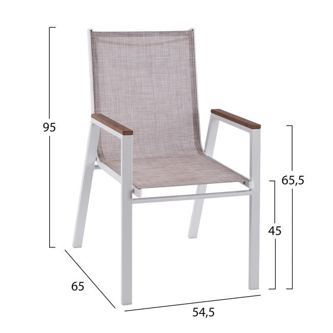 Set 5 pieces aluminum Table 120x80x75.5 White HM10522