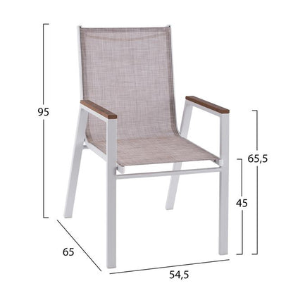 Set 5 pieces aluminum Table 120x80x75.5 White HM10522