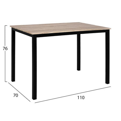 Set 5 pieces Table sonama with black legs & Vanessa black chairs HM11002.02 110x70x76 cm