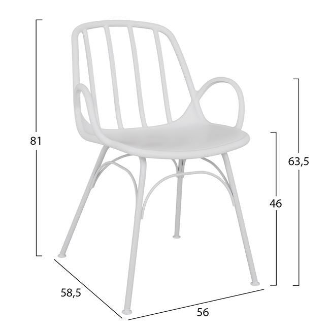 Set 5 pieces with Table 120x80x75.50 & Armchairs Polypropylene in White color HM10524